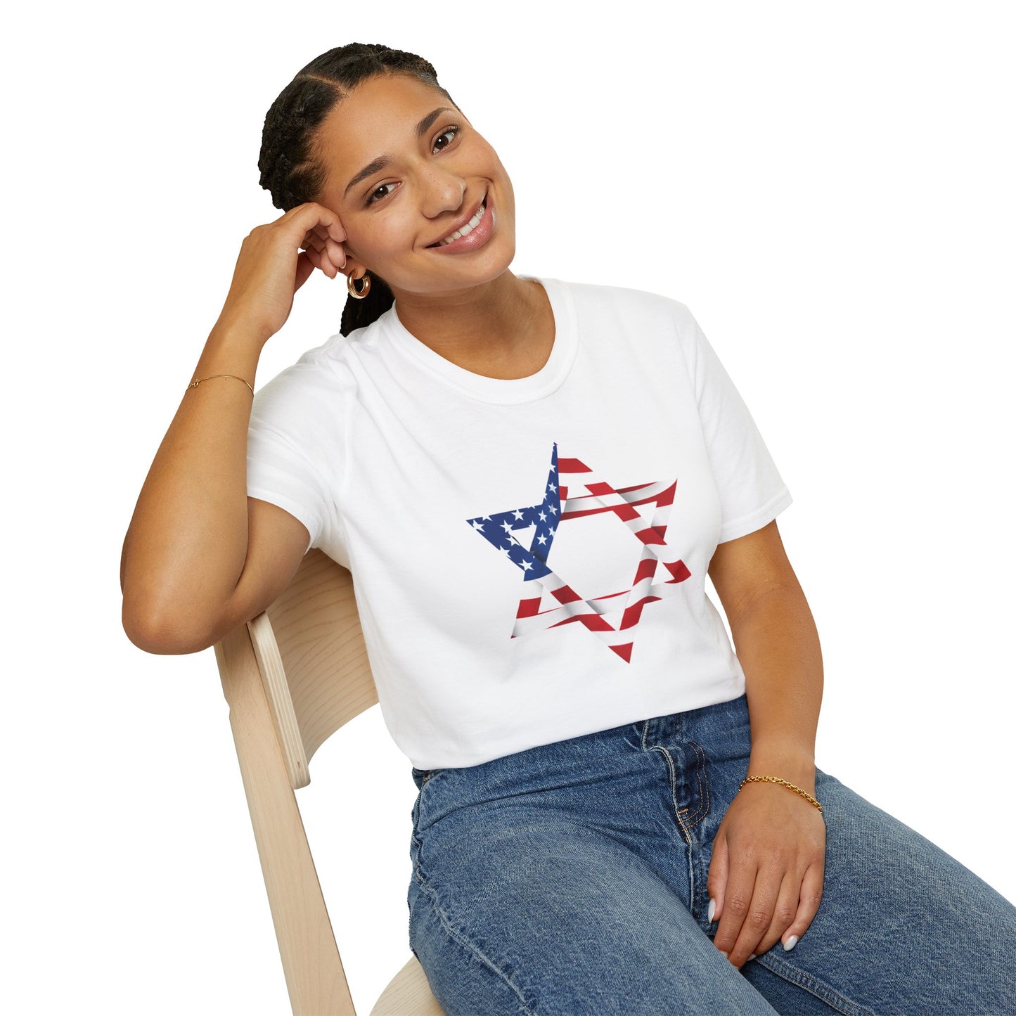 star of david USA flag 1 Unisex T-Shirt