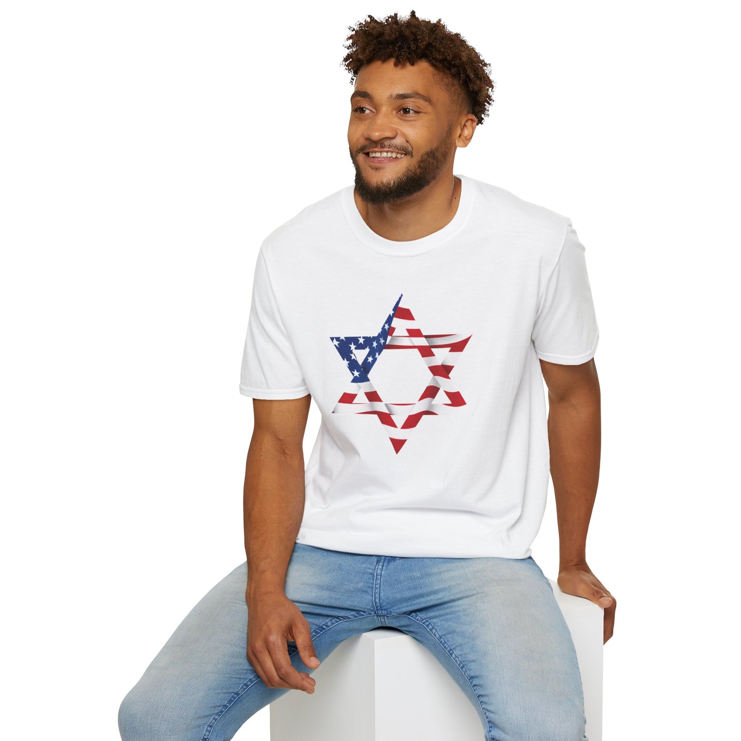 star of david USA flag 1 Unisex T-Shirt